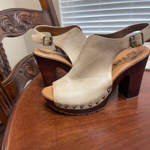 Korks Arden Platform Heel Sandals  Distressed Studded